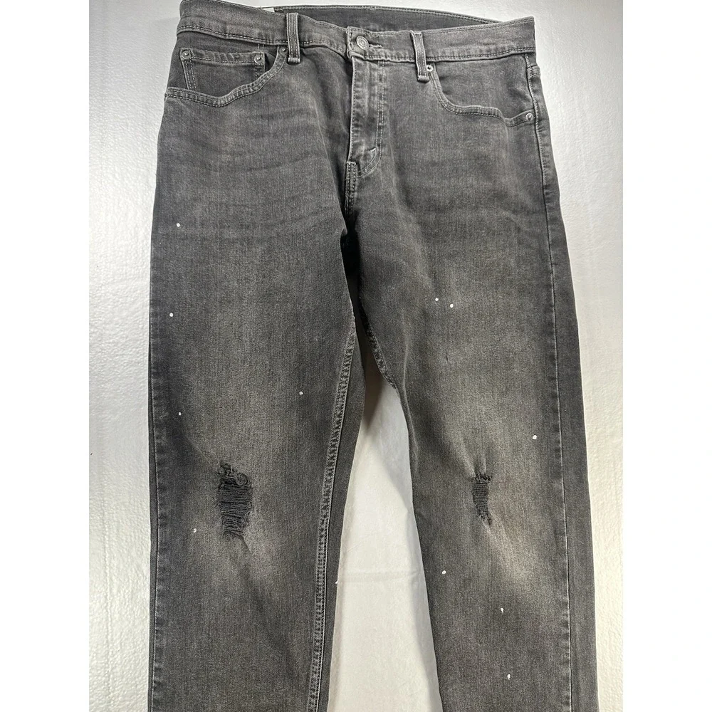 Levis 512 Jeans Mens 33x32‎ Gray Charcoal Slim Tapered Faded Black Stretch Flex